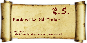 Moskovitz Sándor névjegykártya